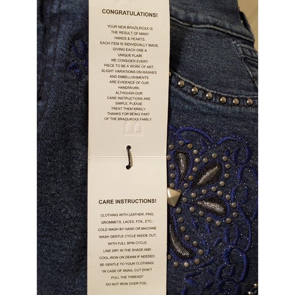 BrazilRoxx Embellished Embroidered Jeans BR 36/US 0 Blue - NEW With Tags - Picture 12 of 12